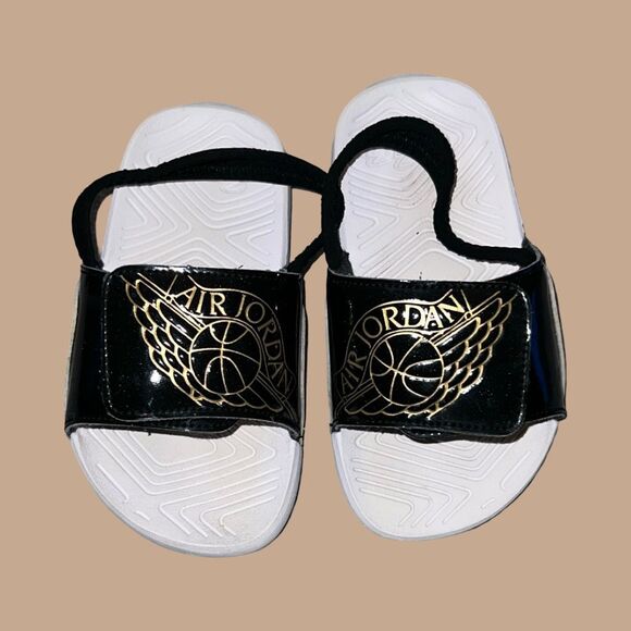 Infant Jordan Hydro 7 TD 'Black Metallic Gold' Slides Size  9 C - Picture 5 of 6